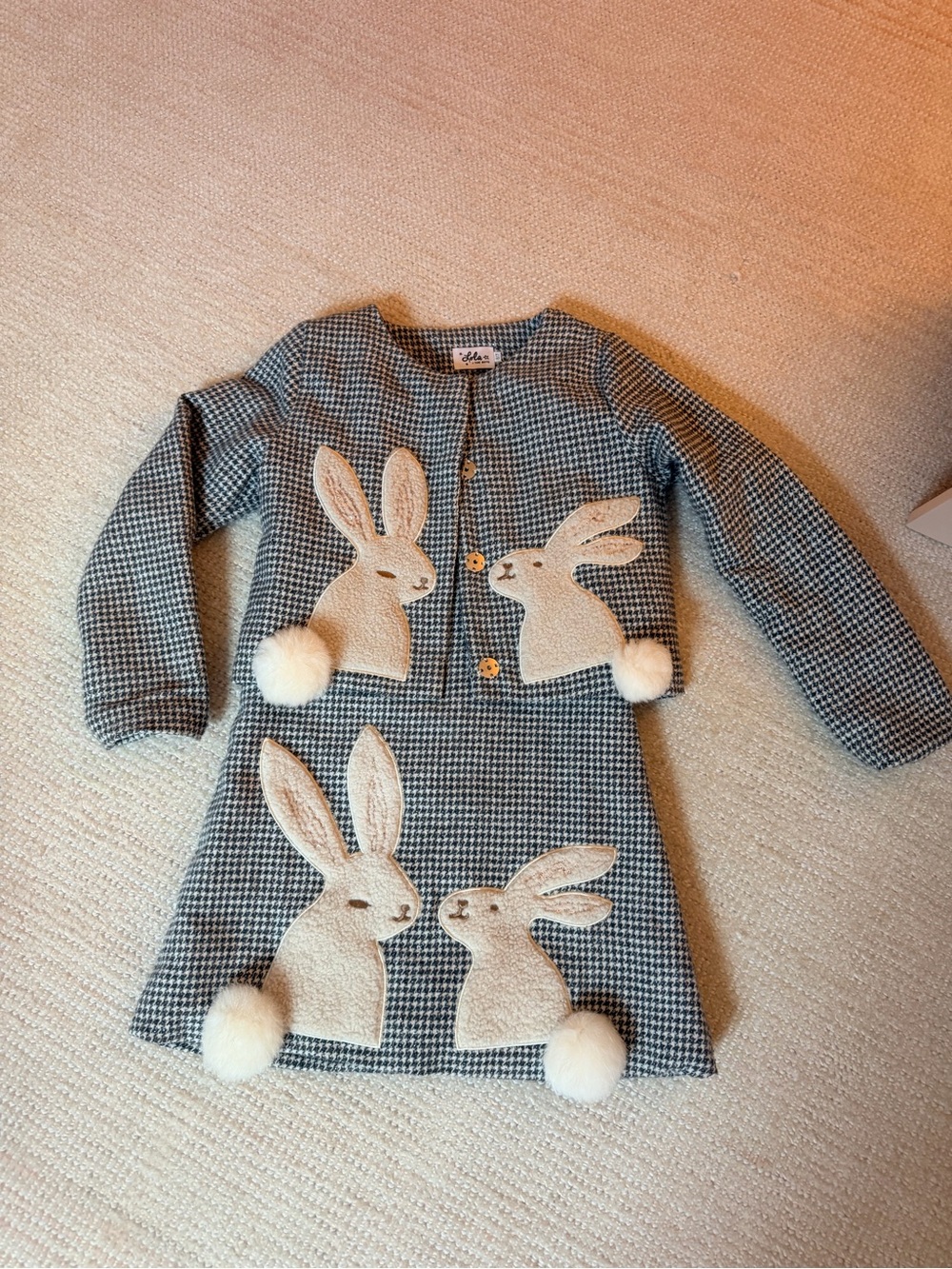 Lola + The Boys Gray and White Houndstooth Dress & Cardigan Set